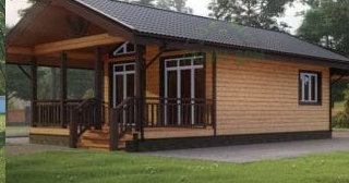 Проект одноэтажного дома из бруса с террасой - Строительство в железнодорожном от Строй-Жлз от 135941 руб.